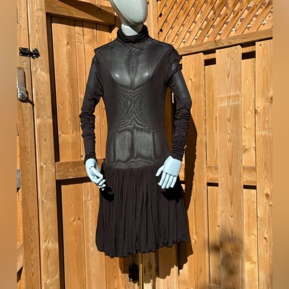 🆕 RAT & BOA 🧿 NWOT Lui Sheer Mesh Long Sleeve Mini Dress, Black - Sz L - Picture 2 of 16